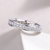 KNOBSPIN D VVS1 All Moissanite Ring S925 Silver Plated 18k White Gold Fine Eternity Bands Engagement Wedding Rings for Women Man - Xprespick